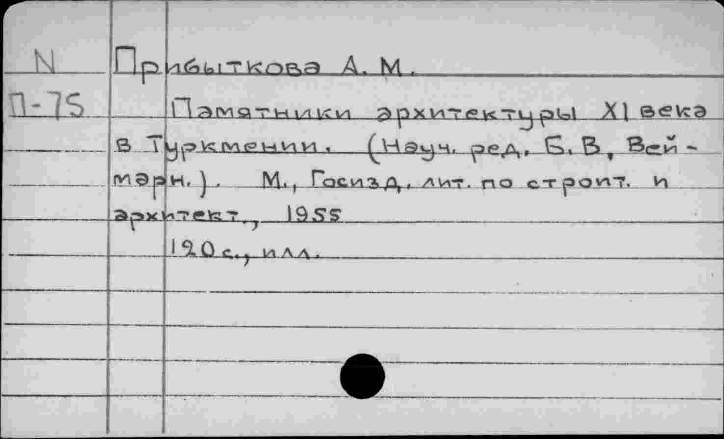 ﻿N	□p	4<<iuiTKr>Ra A, N4 .
rus	1	1 latMgTHi/iLjM архит^ктпou XI ô<sVca
	в “	^экмрнии, ^Нэу)ч, ррд, P., В ^ей -
	JYlSp 3pxl	H. J.., 	Mx, Гасул-хр,. AVl-r. no C.T ÿSQHT. U1
		A-ret^T	I9SS
	U	1 Q С . И A A ■
		
		
		
		
		